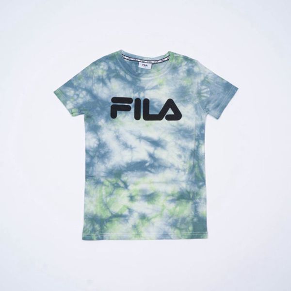 Fila Mono Deckle Tie Dye Boy's T-Shirts - Mint/Grey,NZ 318-74123